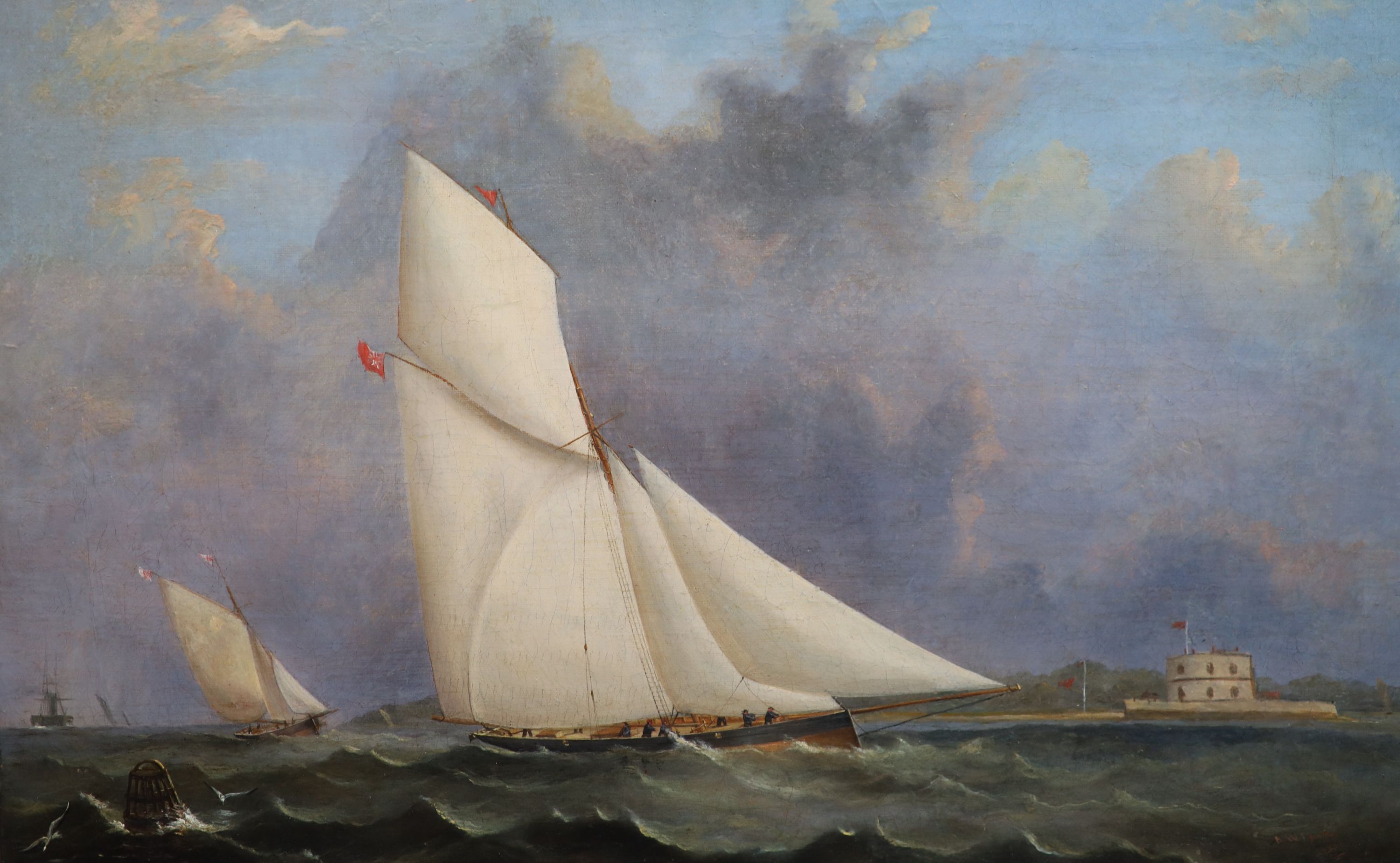 Arthur Wellington Fowles (1815-1883), The Yacht ‘Iris’, Oil on canvas laid on board, 29 x 44 cm.